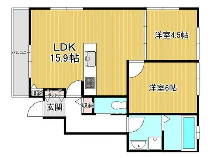 GROS SERFI(2LDK/1階)の間取り写真