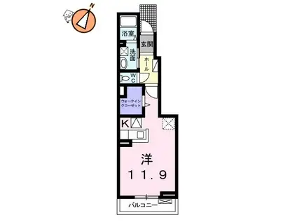 グラチチュードIV(ワンルーム/1階)の間取り写真