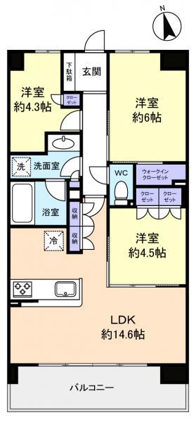 スカイグランデ津田沼(3LDK/3階)の間取り写真