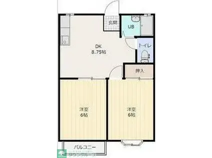 グリーンパーク A棟(2DK/2階)の間取り写真