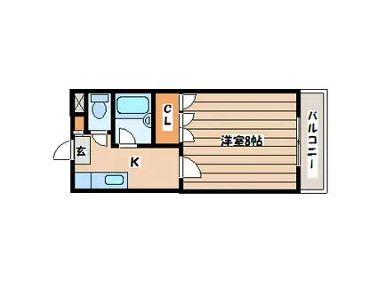 グレース鹿野(1K/1階)の間取り写真