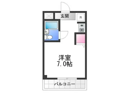 サンヒルズ和泉(ワンルーム/3階)の間取り写真