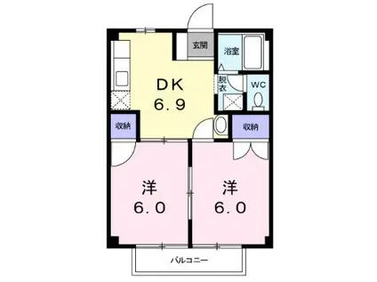 アクティブ本郷(2DK/2階)の間取り写真