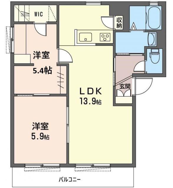 イル・デ・パン B(2LDK/2階)の間取り写真