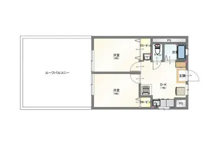 三信マンション(2DK/5階)の間取り写真