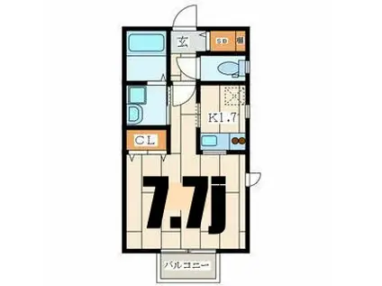 アコルデ反町(ワンルーム/2階)の間取り写真