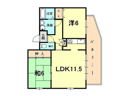 カーサ甲陽園(2LDK/3階)の間取り写真