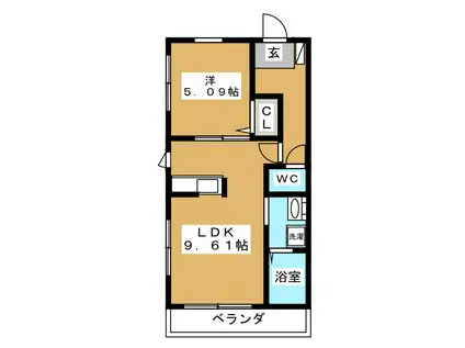 ハピネストライブ(1LDK/3階)の間取り写真