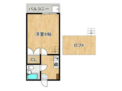 オアシス樋井川(1K/2階)の間取り写真