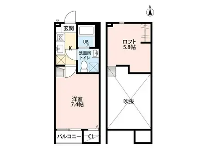 リアーレ太子堂(1K/2階)の間取り写真