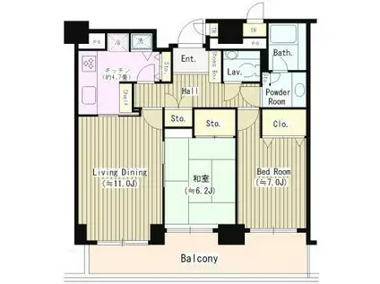 西新宿パークサイドタワー(2LDK/8階)の間取り写真