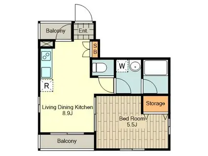 スマイル東伏見(1LDK/2階)の間取り写真
