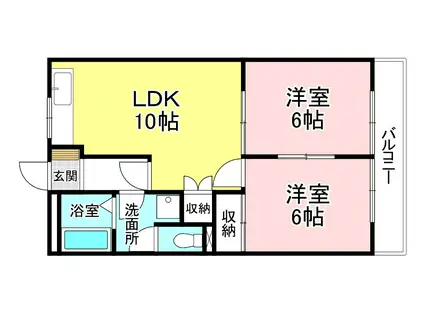 グランディールディアTEN(2LDK/2階)の間取り写真