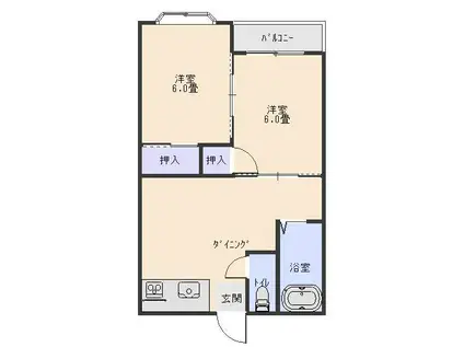 エクセレンス(2DK/2階)の間取り写真