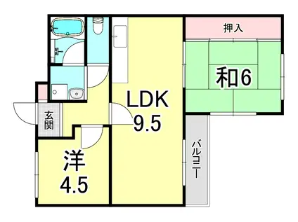 ファミリーハイツ舞子台(2LDK/3階)の間取り写真