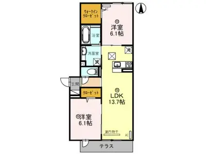 モンシャトーブラン(2LDK/1階)の間取り写真