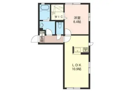 ジュルネII(1LDK/2階)の間取り写真