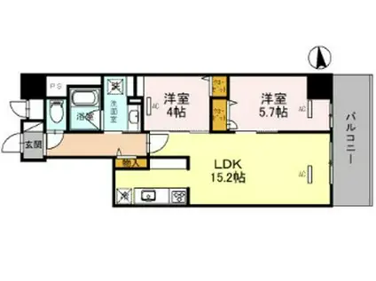 リアライズ天満橋(2LDK/2階)の間取り写真