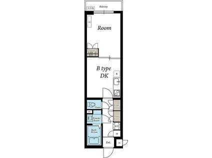 リブリ・K&W上池台(1DK/4階)の間取り写真