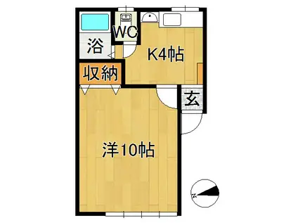 ルミエール(1K/1階)の間取り写真