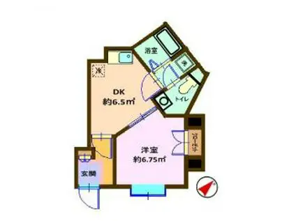 コーポサンライフ井土ヶ谷第二(1DK/1階)の間取り写真