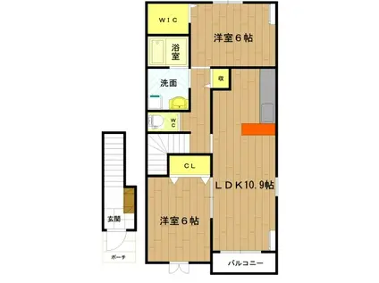 アルメリアテラス(2LDK/2階)の間取り写真