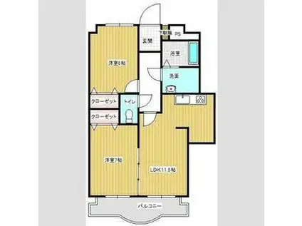 エスポワールII(2LDK/3階)の間取り写真