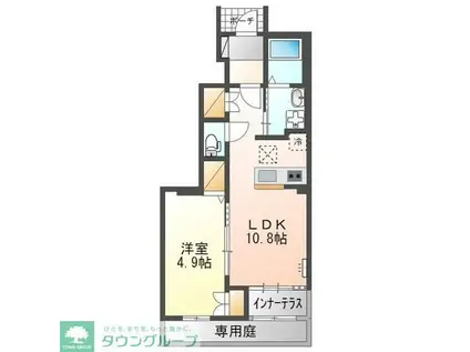 ウォーターミル十二番館(1LDK/1階)の間取り写真