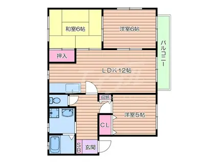 パーシモンハウスIID棟(3LDK/1階)の間取り写真
