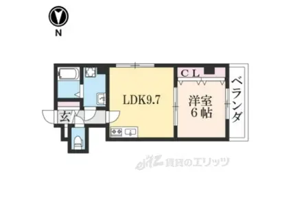 ベレーザ祇園南(1LDK/4階)の間取り写真