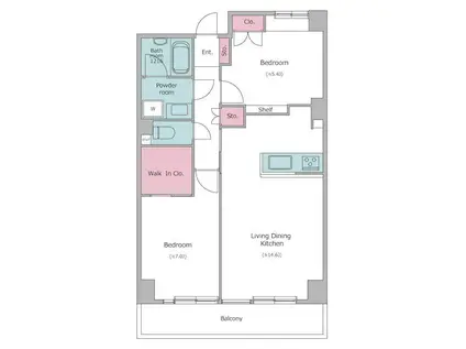 レジディア芝浦(2LDK/6階)の間取り写真