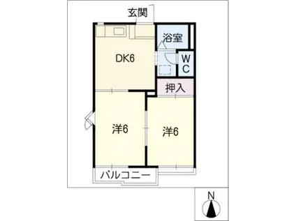 オークヴィラ西川 A棟(2DK/1階)の間取り写真