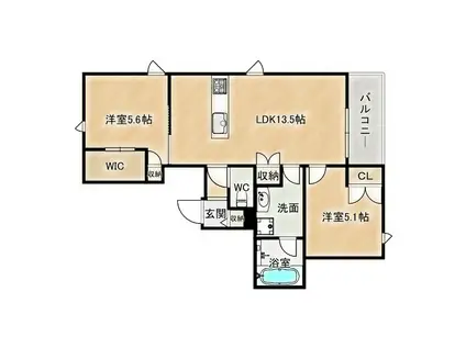 内代レジデンスサウス(2LDK/2階)の間取り写真