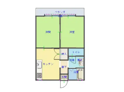 メゾン・ド・クレール(2DK/1階)の間取り写真