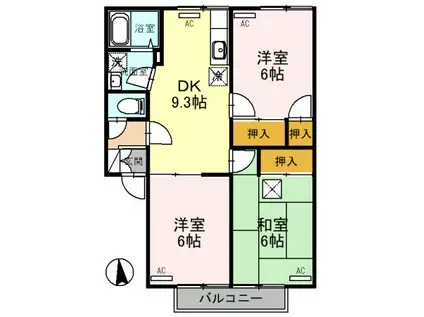 ネオアーバンコートー(3DK/1階)の間取り写真