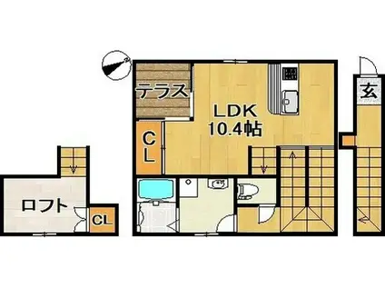 PALETTE(ワンルーム/2階)の間取り写真