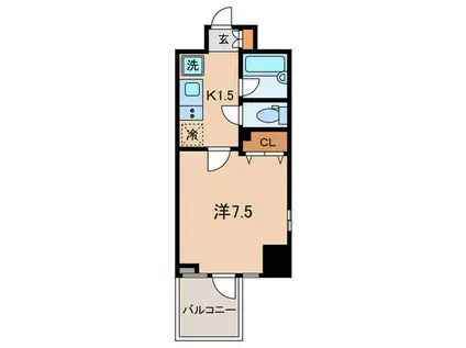 プライムアーバン飯田橋(1K/13階)の間取り写真