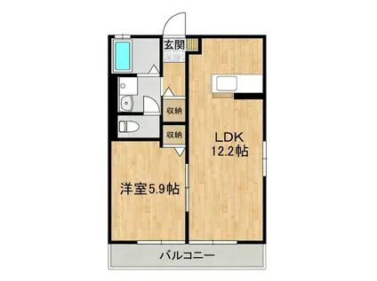 フロンティアエステート(1LDK/2階)の間取り写真