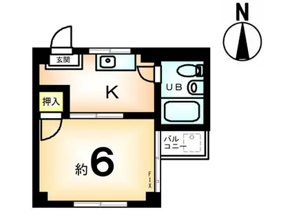 ハイツ青木(1K/2階)の間取り写真