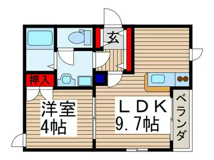 プランドール(1LDK/3階)の間取り写真