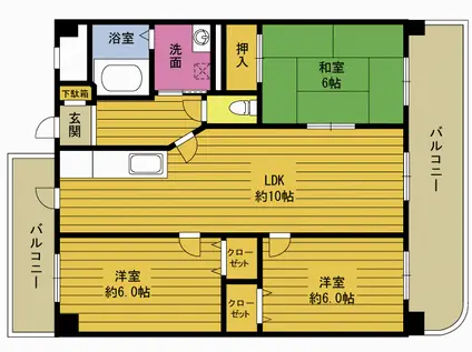 WINDOMアダージョ(3LDK/3階)の間取り写真