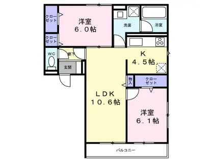 ボナールシャルト3(2LDK/1階)の間取り写真