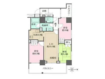浦和パークハウス(3LDK/12階)の間取り写真