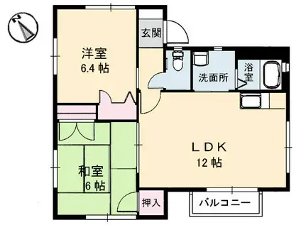 シャーメゾン矢野B棟(2LDK/1階)の間取り写真