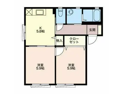 グリーンヒルズ(2K/1階)の間取り写真