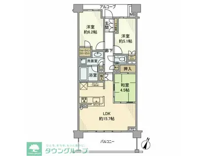 ザ・パークハウス市ヶ尾ウエスト(3LDK/3階)の間取り写真