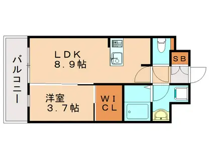 ネストピア福岡空港駅前(1LDK/1階)の間取り写真