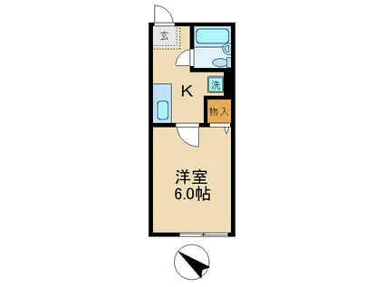 シティハイム 真砂(1K/2階)の間取り写真