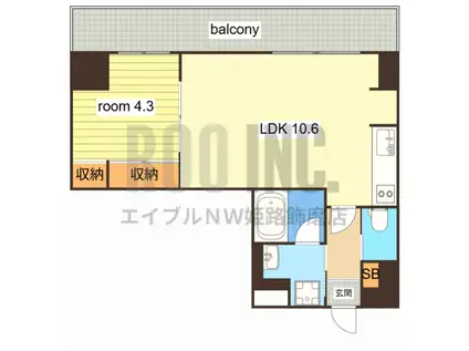 GLANZ高尾町(1LDK/8階)の間取り写真