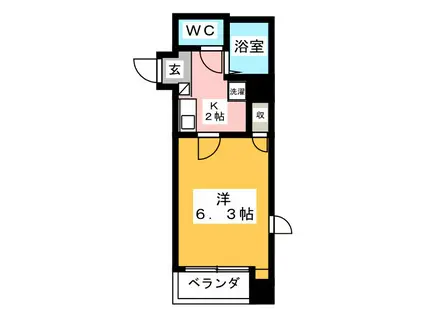 ヒバリーヒルズ(1K/2階)の間取り写真
